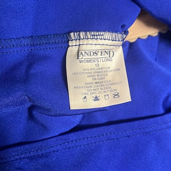 BEAUTIFUL BLUE WOMEN’S 12 LONG LAND’S END LIGHTLY PADDED TANKINI TOP - Picture 4 of 4